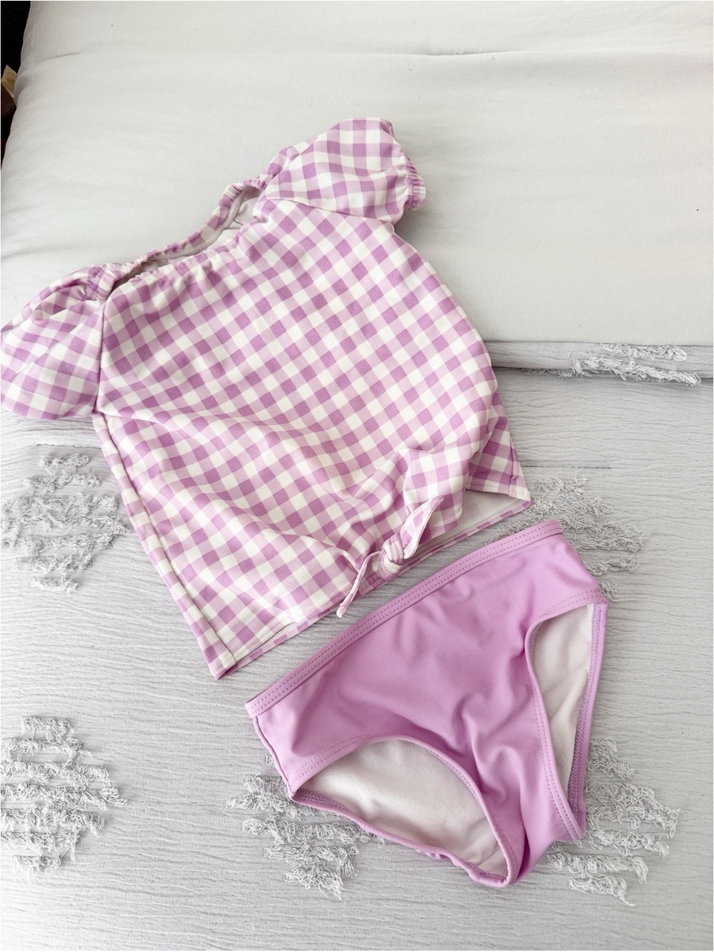 Carter's purple plaid checkered short sleeve two piece bathing suit size 2T